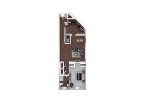 Floor plan for 1 bed, 1 bath, 530 sqft